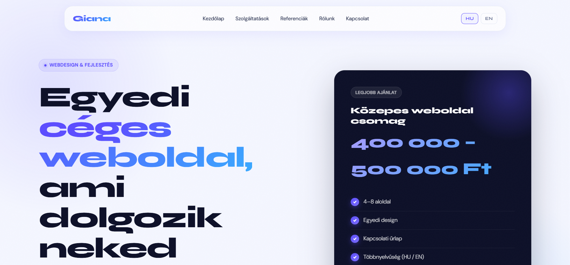 Közepes weboldal